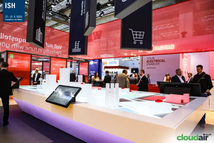 Wolf city model table with touchscreens and application signs at ISH 2025