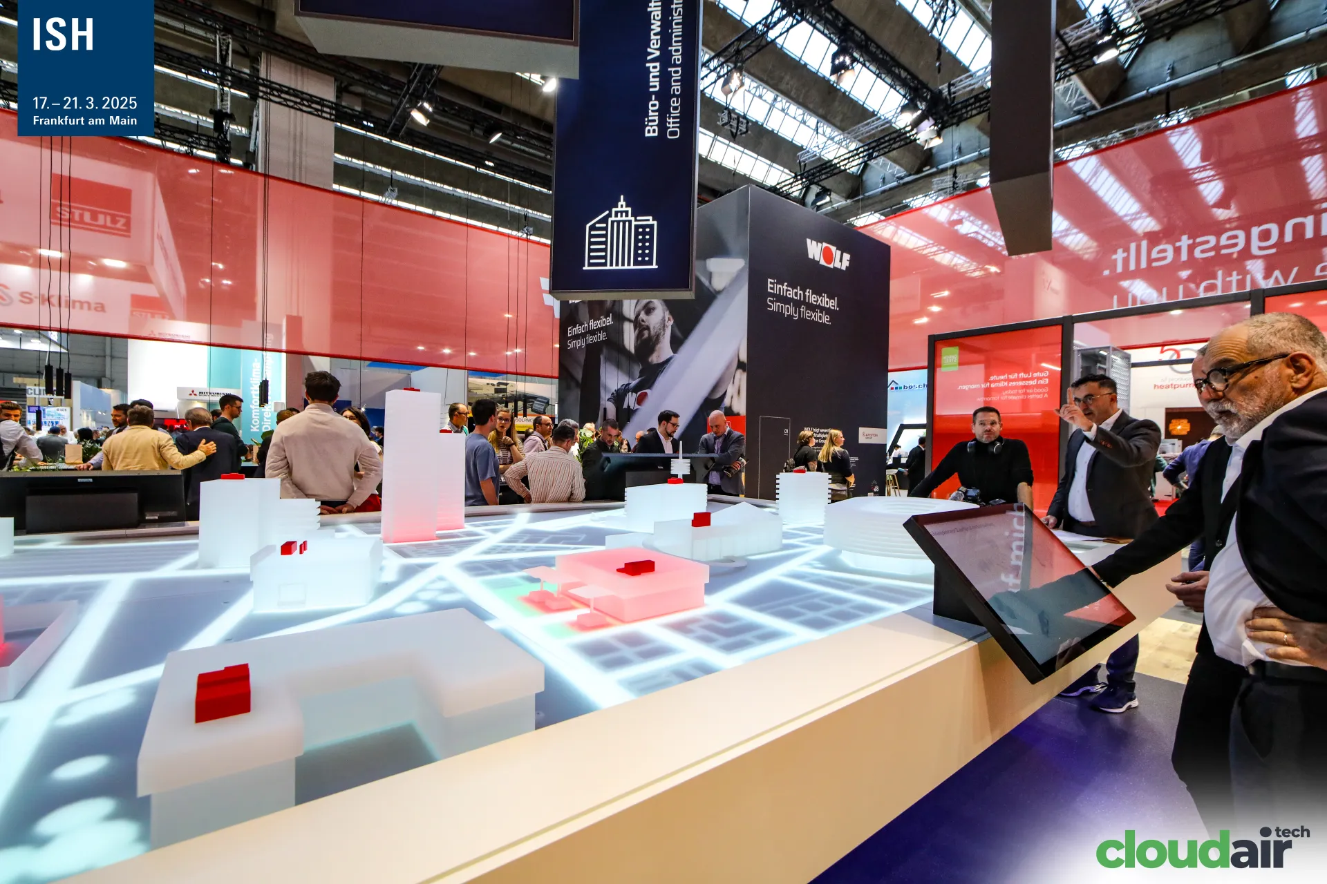 Wolf interactive city model with touchscreen and Simply flexible tower at ISH 2025