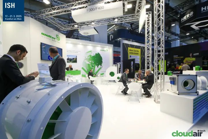Wolter AXV axial fan in the foreground and F300/F400 unit overhead at ISH 2025
