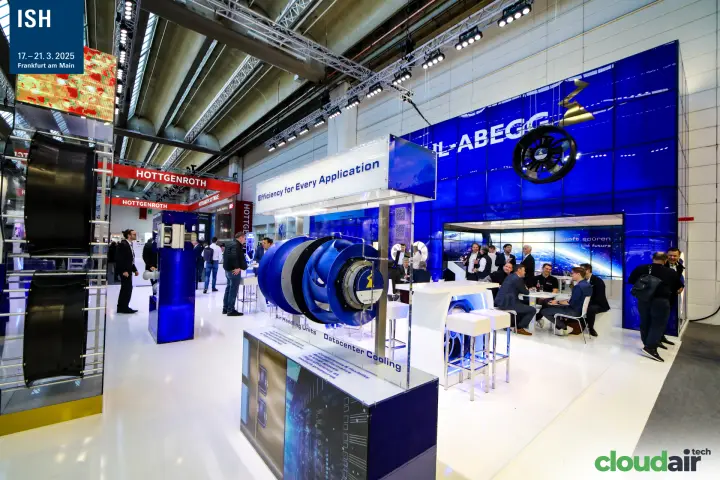 Ziehl-Abegg centrifugal fan display under 'Efficiency for Every Application' at ISH 2025