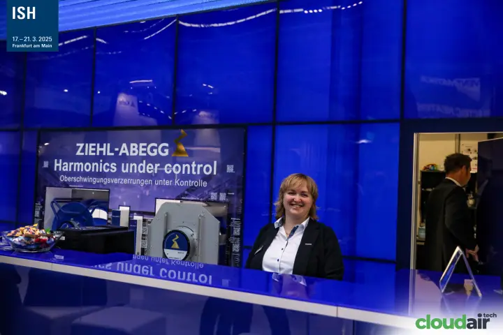 Ziehl-Abegg counter with the Harmonics under control display at ISH 2025