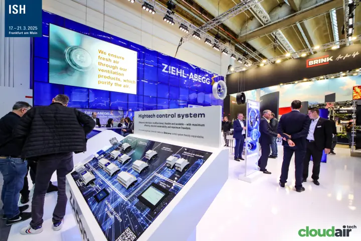 Ziehl-Abegg ZAcore 'Hightech control system' demo table at ISH 2025