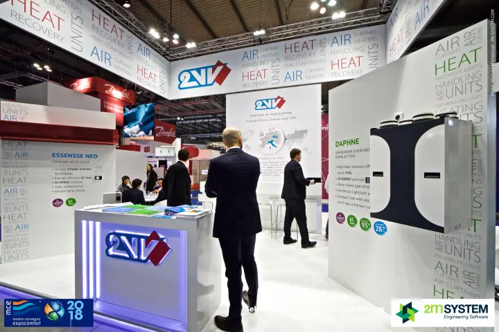 2VV stand with Daphne heat recovery unit and Essensse Neo air curtain panel