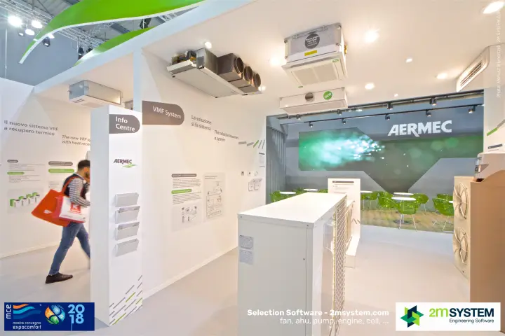 Aermec VMF System wall, ceiling cassettes and Info Centre at MCE 2018