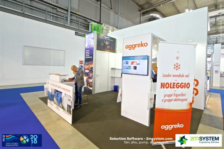 Aggreko stand promoting rental of chillers and generators at MCE 2018