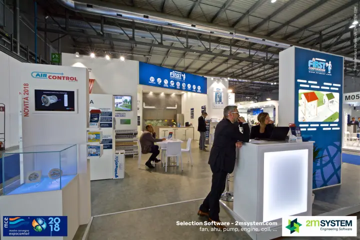 Air Control and First Corporation stand with 'Novità 2018' display at MCE 2018