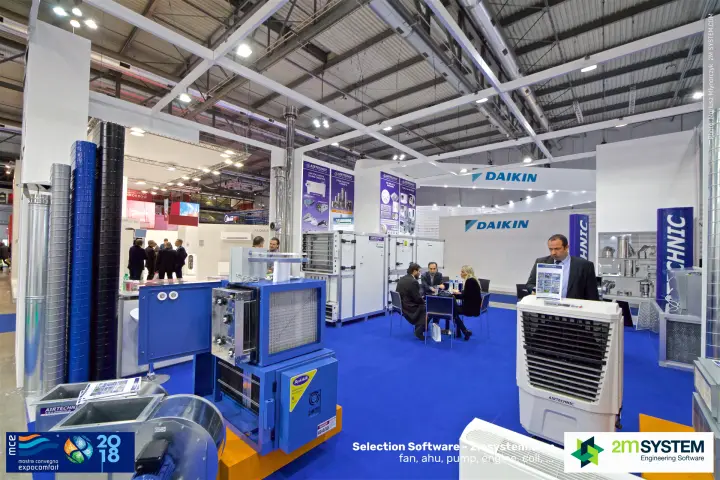 Airtechnic stand with RydAir air cleaner, spiral ducts and evaporative cooler at MCE 2018