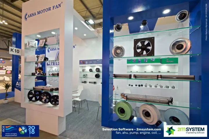 Aksa Motor Fan display of centrifugal, axial and cross-flow fans