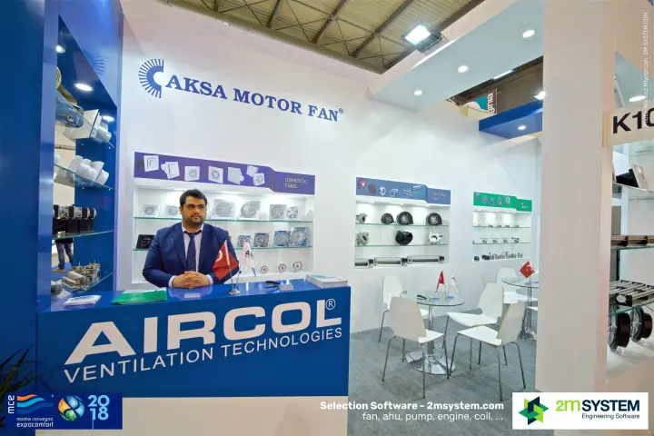 Aksa Motor Fan stand with Aircol counter and domestic fan display