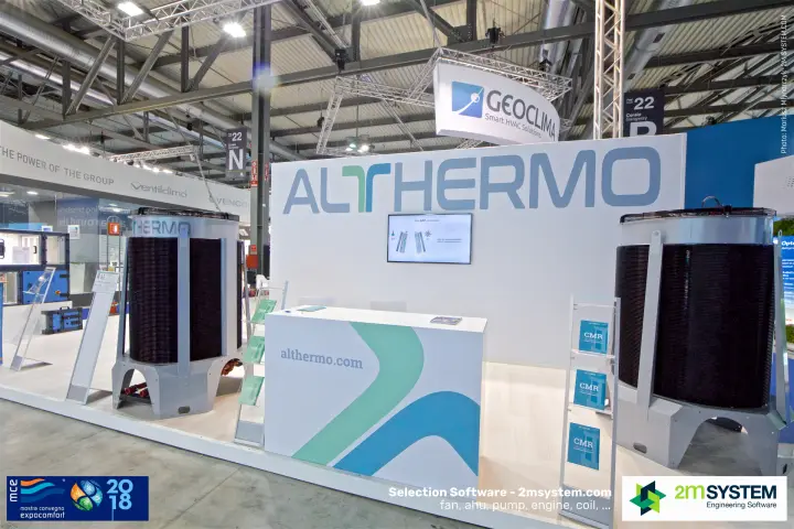 Althermo stand with two cylindrical fan-cooled heat exchangers