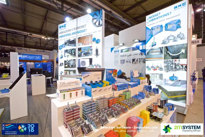 AMC Mecanocaucho display of Sylomer pads and spring isolators at MCE 2018
