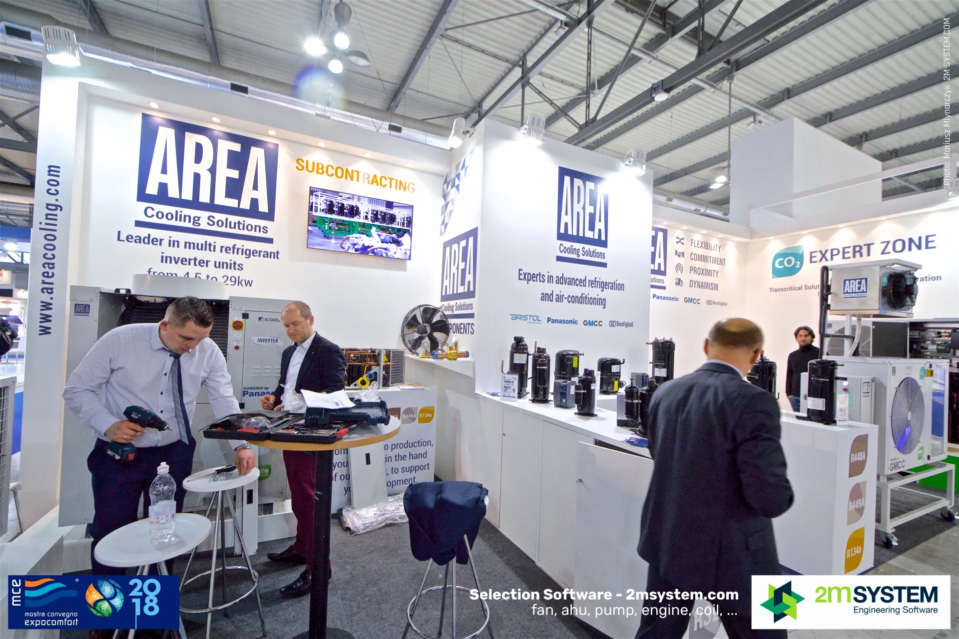 Area Cooling Solutions staff preparing the inverter unit display at MCE 2018