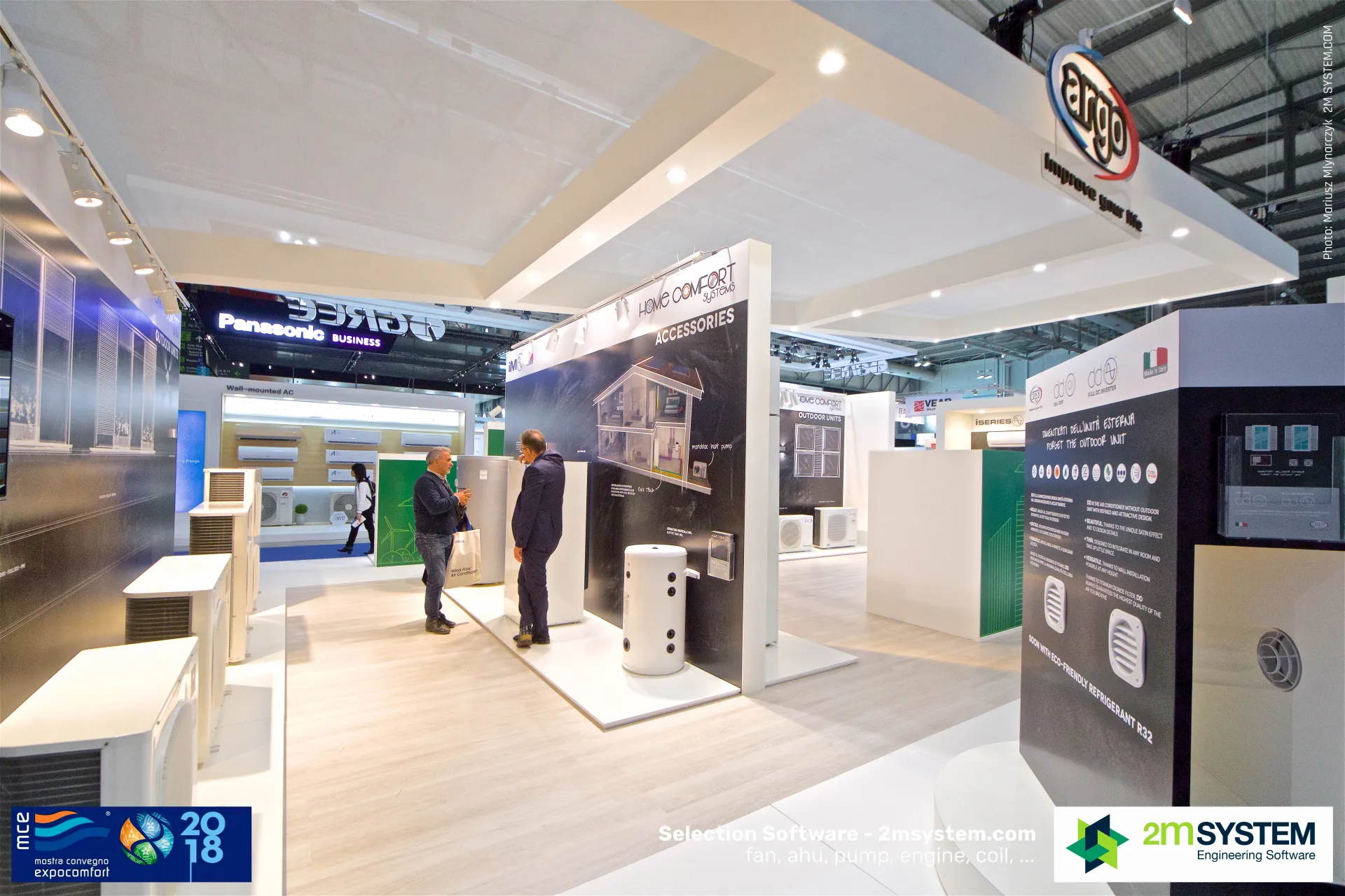 Argo stand with Home Comfort Systems accessories wall and storage tank at MCE 2018