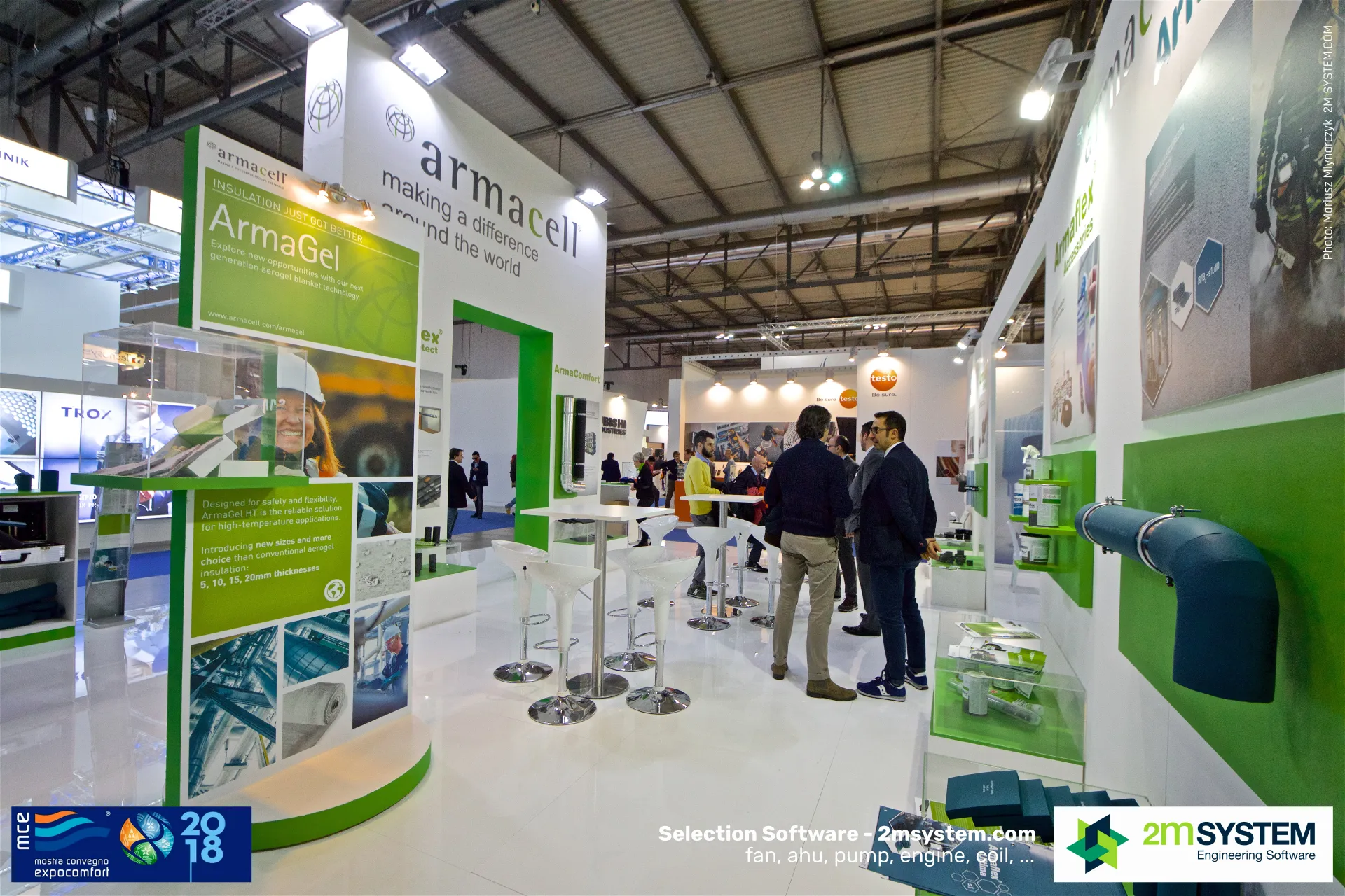 Armacell stand with English ArmaGel panel and Armaflex accessories at MCE 2018