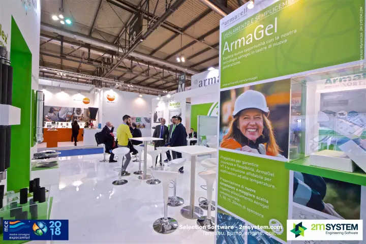 ArmaGel aerogel insulation poster in Italian on the Armacell stand at MCE 2018