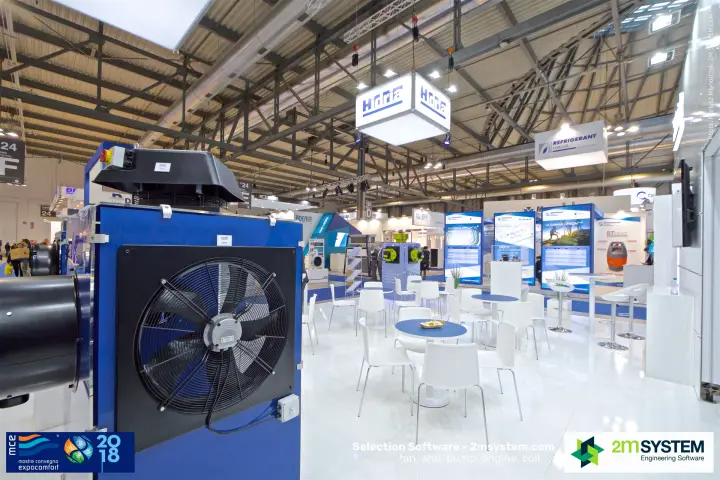 Axial fan and roof fan on a blue Hidria display unit