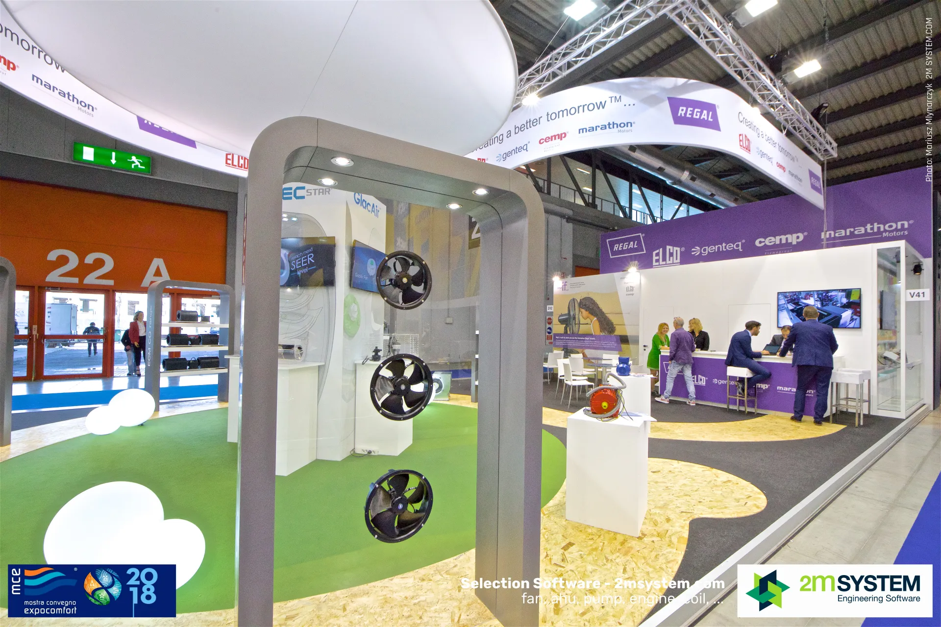Axial fans in a display arch at the Regal stand at MCE 2018