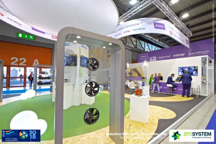 Axial fans in a display arch at the Regal stand at MCE 2018