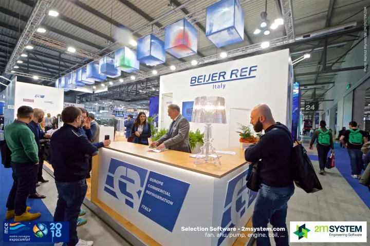 Beijer Ref Italy counter with ECR Europe Commercial Refrigeration branding at MCE 2018