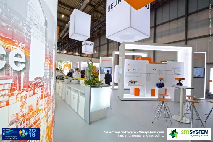 Belimo bar counter beside the 'motorisation' and 'water control' displays at MCE 2018