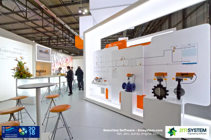 Belimo 'water control' wall with actuated butterfly and globe valves at MCE 2018