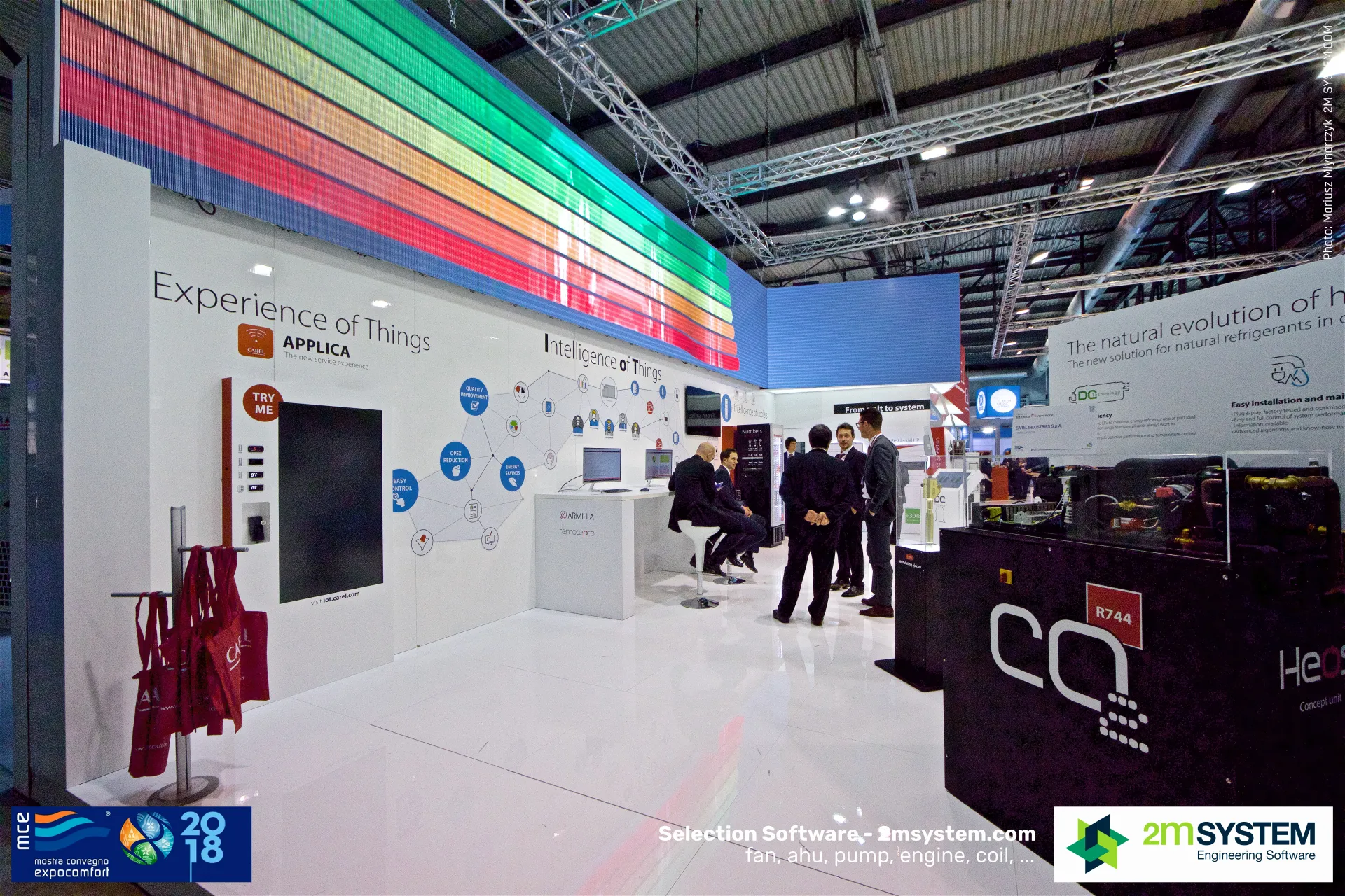 Carel Experience of Things wall with Applica and a CO2 R744 concept unit at MCE 2018