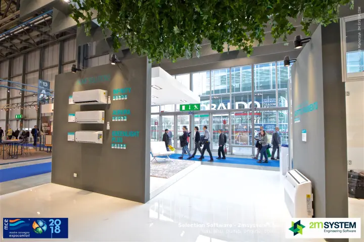 Carrier wall-mounted splits on the Beijer Ref stand under a hanging green canopy