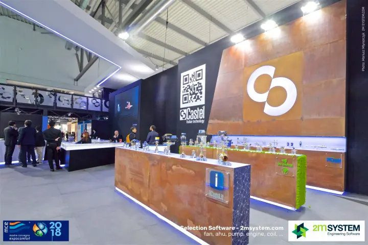 Castel rusted-steel wall and counters with refrigeration valves at MCE 2018