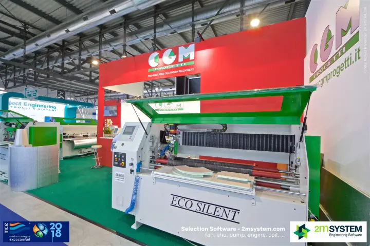 CGM Progetti ECO SILENT machine for pre-insulated duct panels at MCE 2018