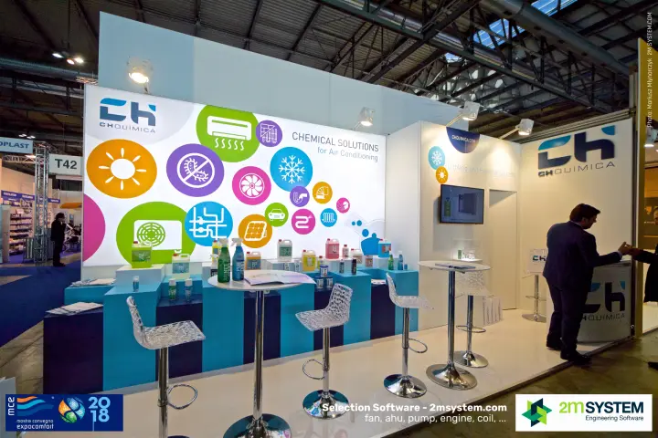 CH Química stand with chemical cleaning products for air conditioning at MCE 2018