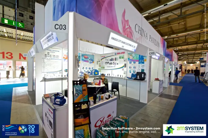 China Pavilion booth C03 with Share and Yangyi capacitors and vacuum pumps at MCE 2018