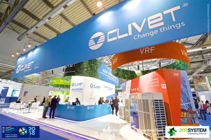 Clivet stand with blue "Change things" banner and orange VRF ring
