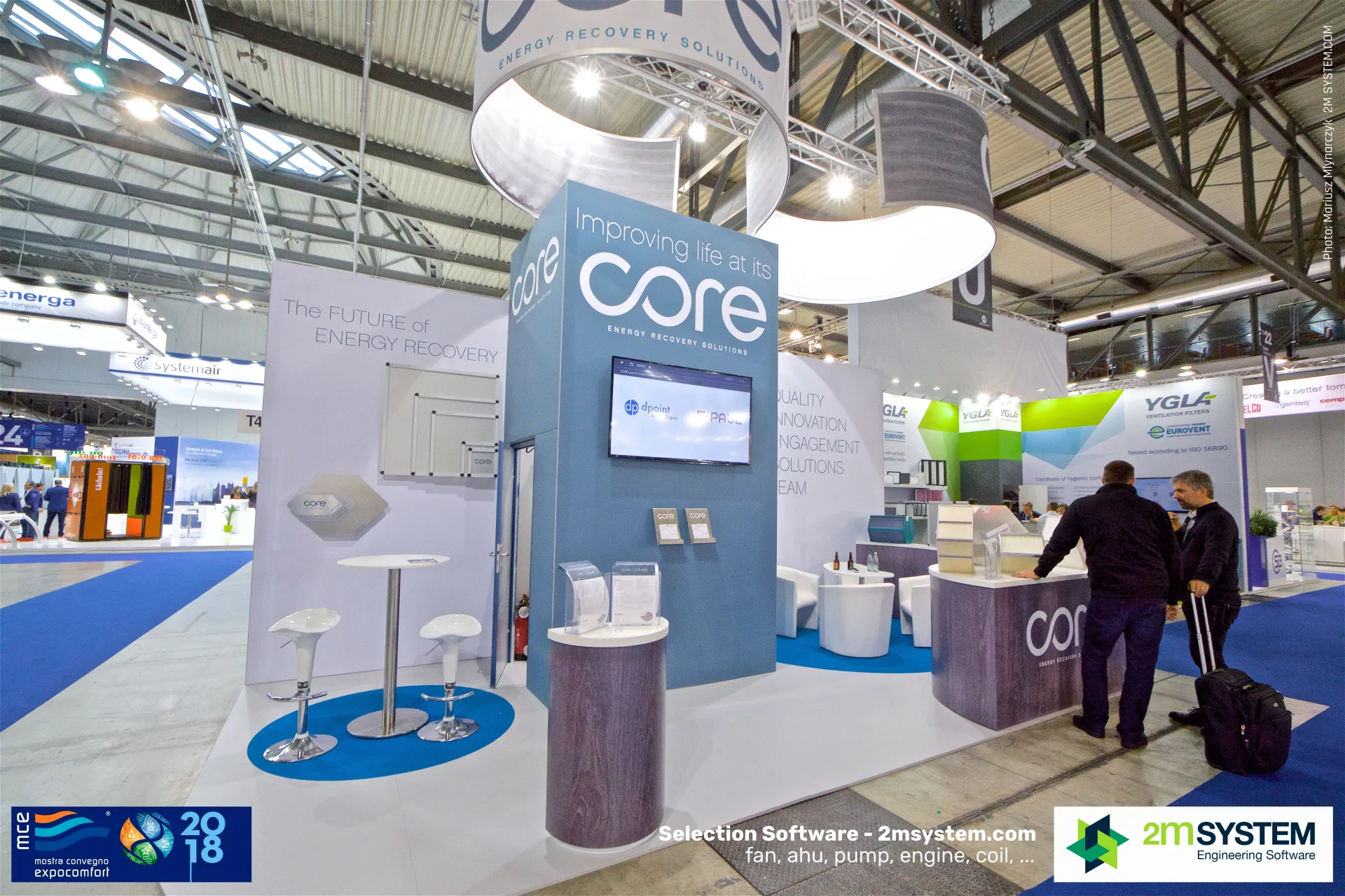 Core Energy Recovery Solutions stand with hanging ring and plate cores at MCE 2018