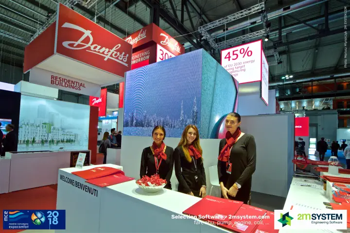 Danfoss reception team at the Welcome/Benvenuti desk at MCE 2018