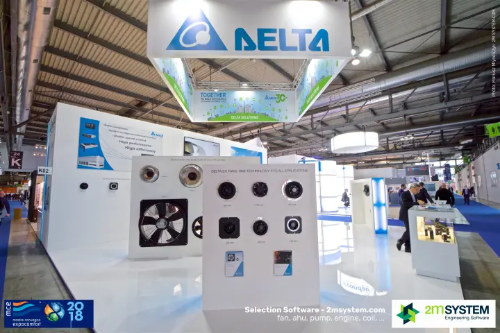 Delta EC fans display board at stand K02 at MCE 2018