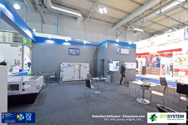Dogu stand with fourSEASON air handling unit and meeting tables at MCE 2018