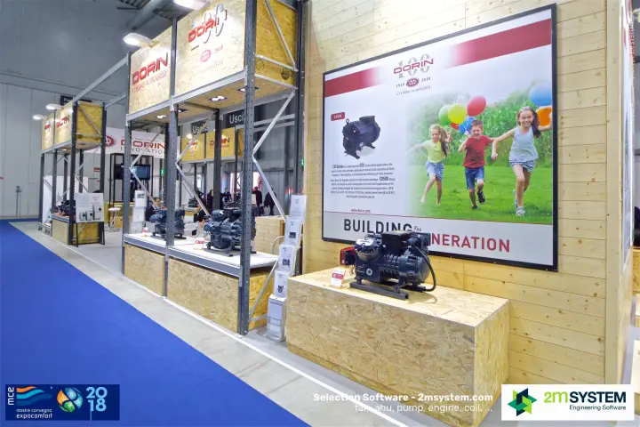 Dorin centenary stand with compressors on OSB plinths