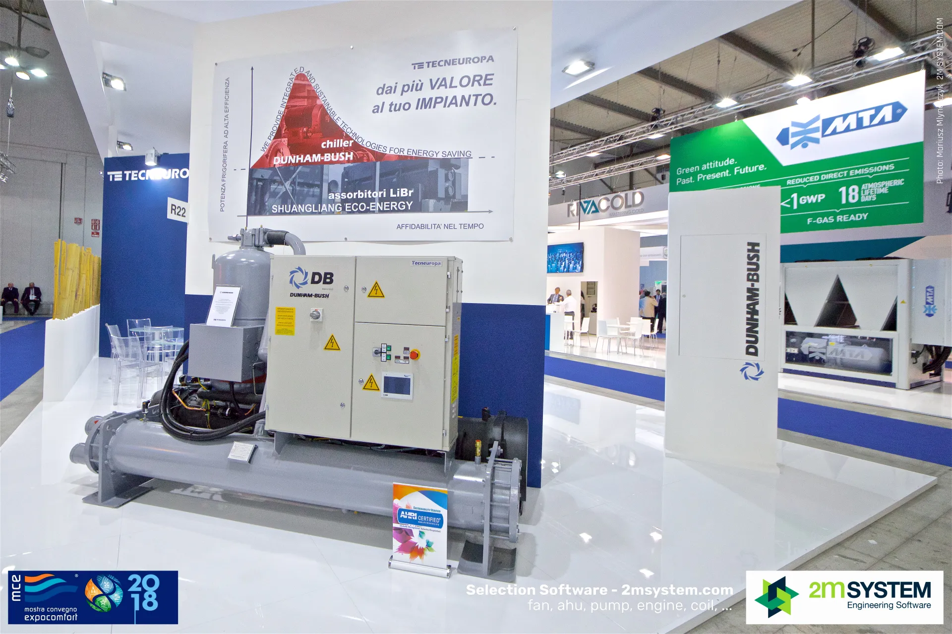 Dunham-Bush water-cooled chiller with control panel on the Tecneuropa stand at MCE 2018