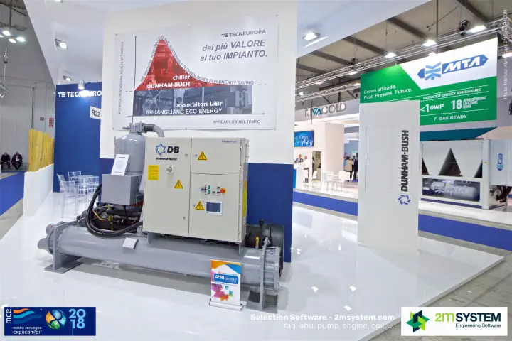 Dunham-Bush water-cooled chiller with control panel on the Tecneuropa stand