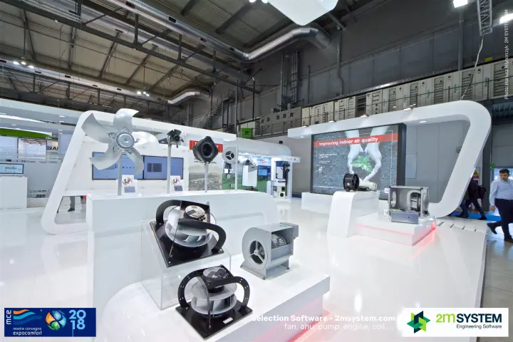 EC plug fans and a twin centrifugal fan on Soler & Palau plinth at MCE 2018
