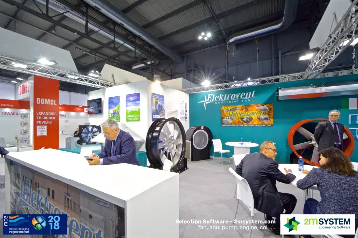 Elektrovent axial and centrifugal fans beside the stand meeting area at MCE 2018