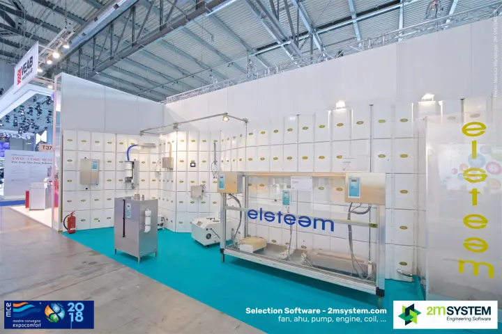 Elsteam stand with stainless steel steam generators and glass display frame