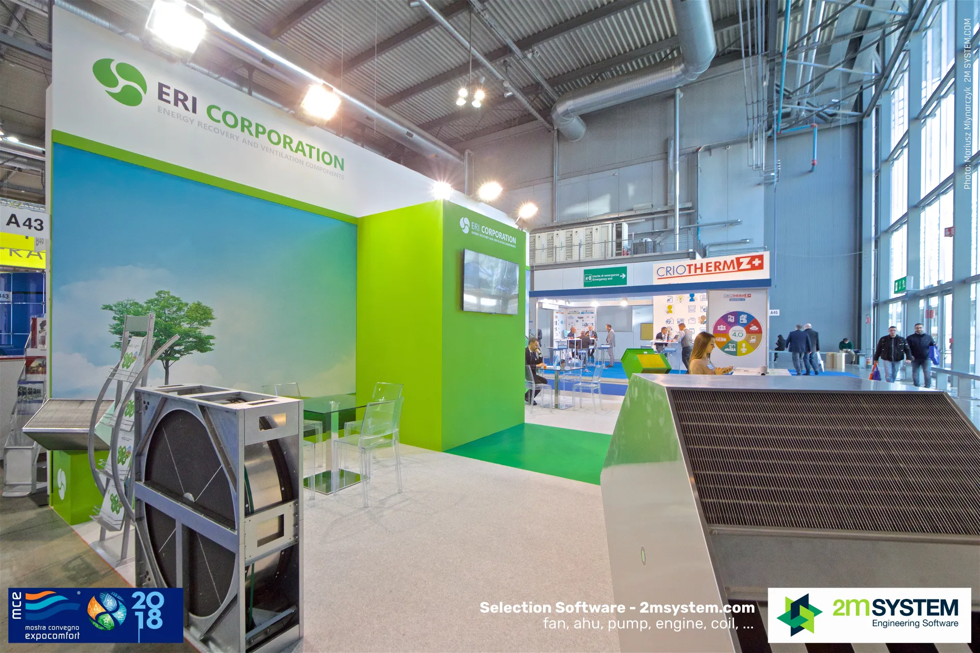 ERI Corporation heat exchanger core and rotary wheel in the foreground at MCE 2018