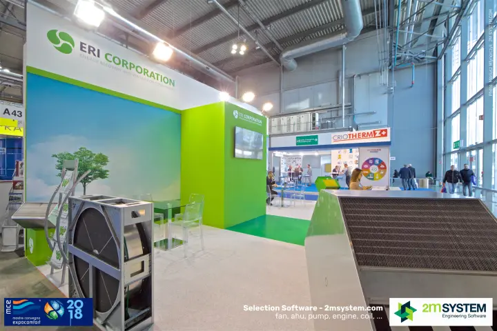 ERI Corporation heat exchanger core and rotary wheel in the foreground at MCE 2018