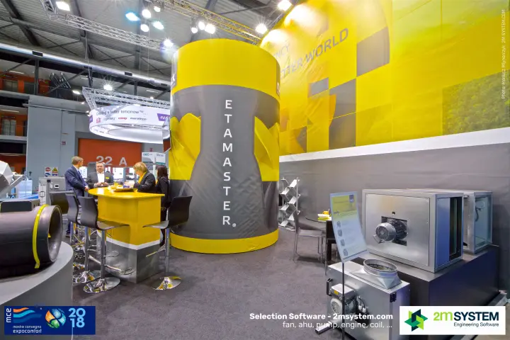 ETAMASTER column and box fans on the side of the Ruck stand at MCE 2018