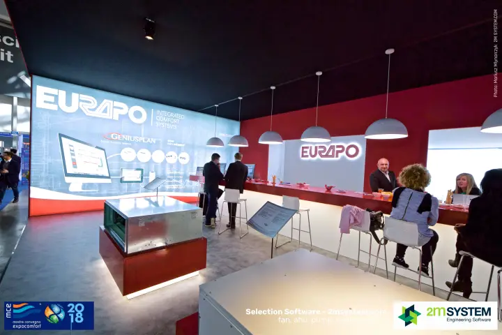 Eurapo backlit wall promoting the Geniusplan selection webtool