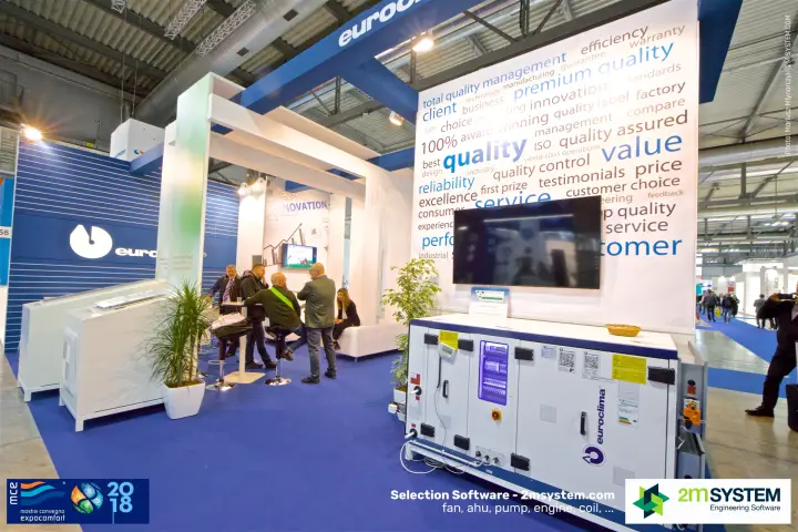 Euroclima air handling unit in front of a quality word-cloud wall at MCE 2018