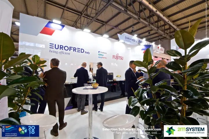 Eurofred Italy stand bar with Fujitsu, Daitsu and Fuji Electric brands at MCE 2018