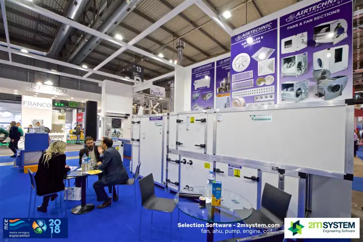 Eurovent-certified Airtechnic air handling unit beside a meeting table at MCE 2018