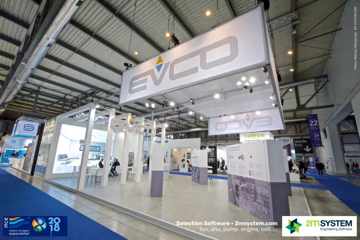 EVCO open stand with heat pump and DHW control display at MCE 2018